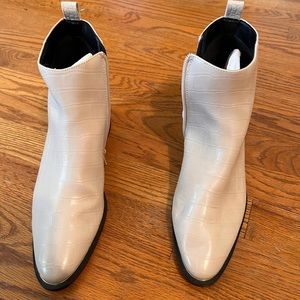 Mango White Faux Croc Boots